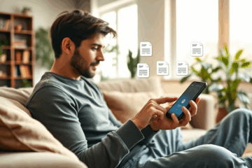 Imagem ilustrativa sobre o uso do app do banco para gerenciar documentos e recibos.